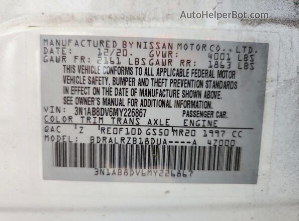 3N1AB8DV6MY226867 2021 NISSAN SENTRA White Շարժիչի բաժամունքի տեսք