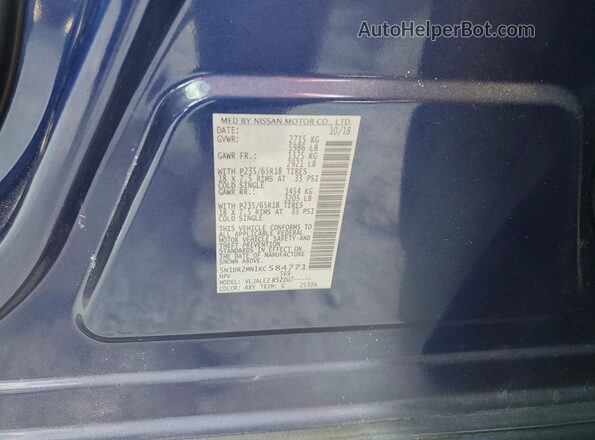 5N1DR2MN1KC584771 2019 NISSAN PATHFINDER Blue 