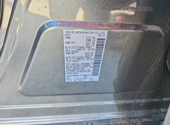 5N1DL0MM6LC518831 2020 INFINITI QX60 Gray Vista de la etiqueta del VIN