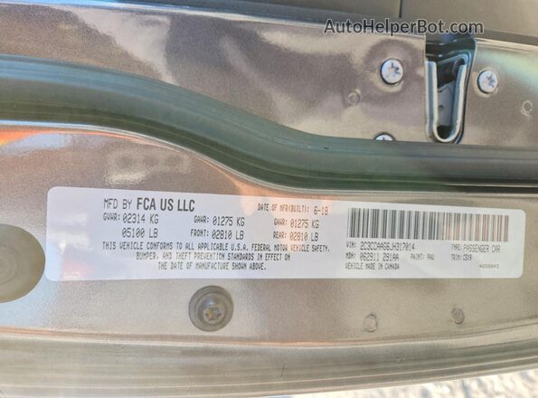 2C3CCAAG6JH317014 2018 CHRYSLER 300 Gray Շարժիչի բաժամունքի տեսք