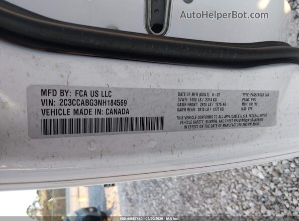 2C3CCABG3NH184569 2022 CHRYSLER 300 Белый Вид подкапотного пространства
