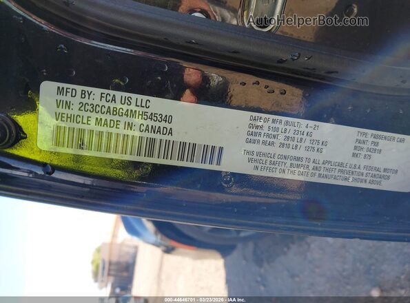 2C3CCABG4MH545340 2021 CHRYSLER 300 Black Շարժիչի բաժամունքի տեսք
