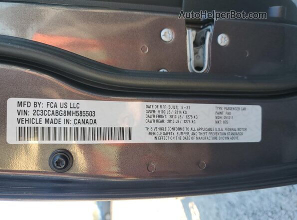 2C3CCABG8MH585503 2021 CHRYSLER 300 Gray 