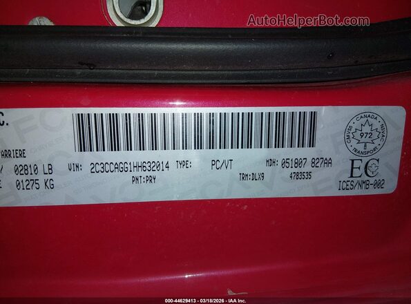 2C3CCAGG1HH632014 2017 CHRYSLER 300 Красный Вид подкапотного пространства