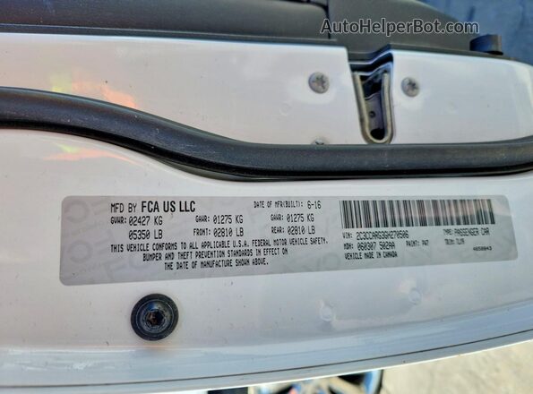 2C3CCARG3GH270506 2016 CHRYSLER 300 White Շարժիչի բաժամունքի տեսք