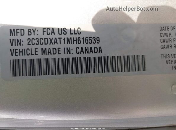 2C3CDXAT1MH616539 2021 DODGE CHARGER Silver Вид підкапотного простору