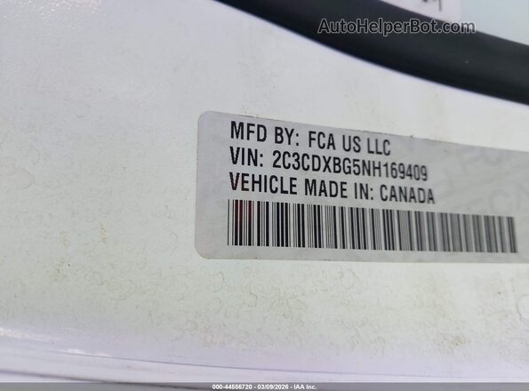 2C3CDXBG5NH169409 2022 DODGE CHARGER White Engine compartment view