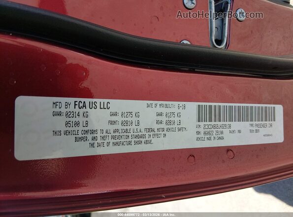 2C3CDXBG9JH329138 2018 DODGE CHARGER Red Widok komory silnika