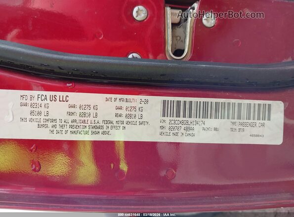 2C3CDXBG9LH134174 2020 DODGE CHARGER Бордовый Вид подкапотного пространства