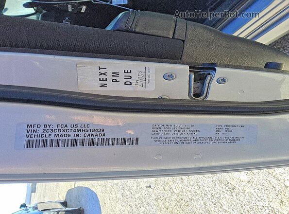 2C3CDXCT4MH518439 2021 DODGE CHARGER Silver VIN sticker view