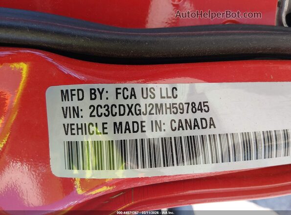 2C3CDXGJ2MH597845 2021 DODGE CHARGER Red Engine compartment view