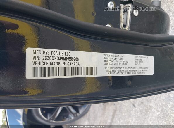 2C3CDXGJ9MH559268 2021 DODGE CHARGER Black Widok komory silnika