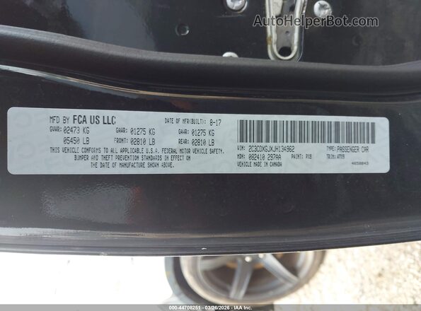 2C3CDXGJXJH134962 2018 DODGE CHARGER Black Engine compartment view