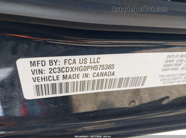 2C3CDXHG0PH575365 2023 DODGE CHARGER Black Widok komory silnika