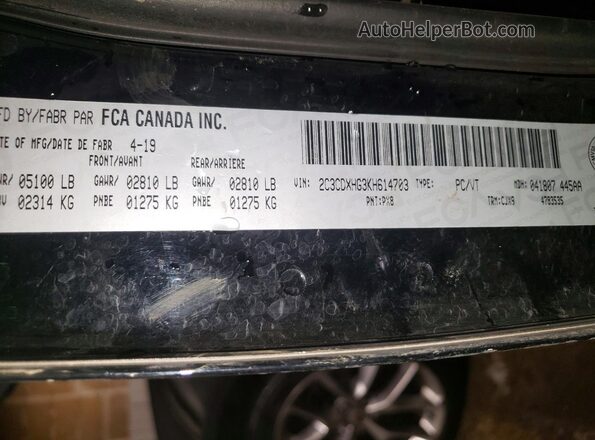 2C3CDXHG3KH614703 2019 DODGE CHARGER Black 