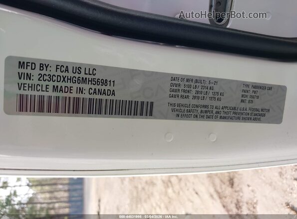 2C3CDXHG6MH569811 2021 DODGE CHARGER White Widok komory silnika