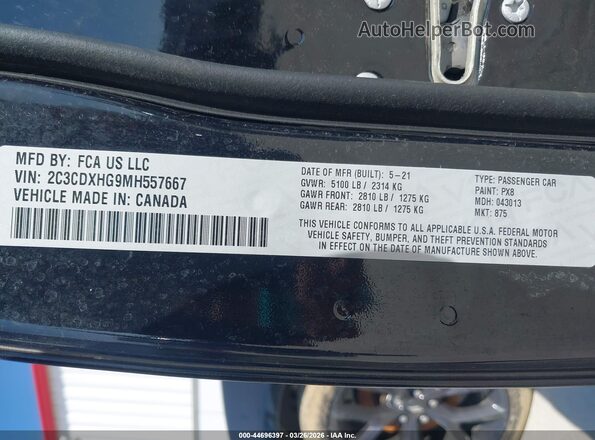 2C3CDXHG9MH557667 2021 DODGE CHARGER Black Widok komory silnika