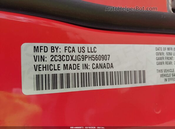 2C3CDXJG9PH560907 2023 DODGE CHARGER Orange 