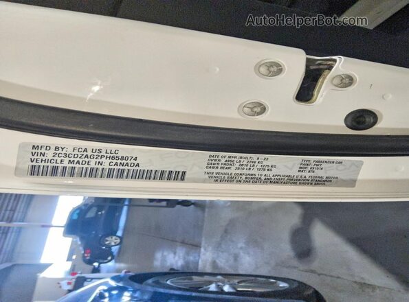 2C3CDZAG2PH658074 2023 DODGE CHALLENGER White 