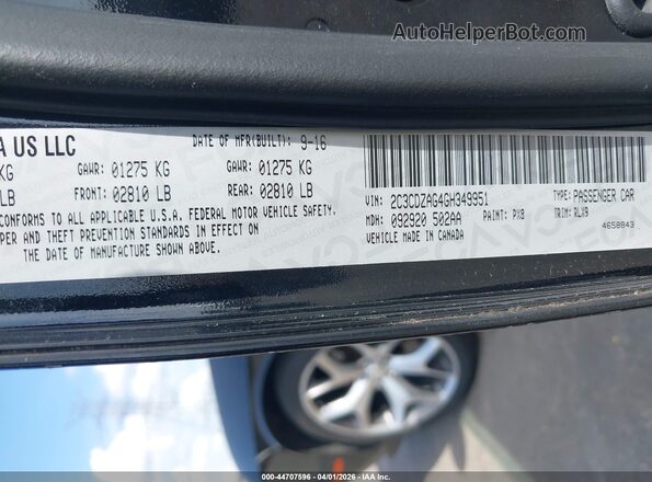 2C3CDZAG4GH349951 2016 DODGE CHALLENGER Black 