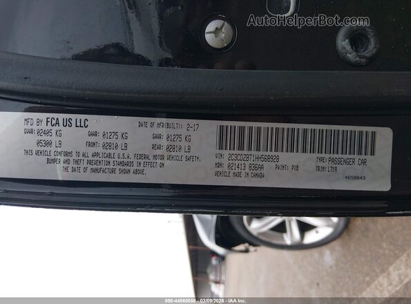 2C3CDZBT1HH568928 2017 DODGE CHALLENGER Black Вид підкапотного простору