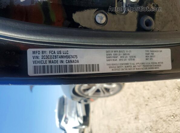 2C3CDZBT4MH567475 2021 DODGE CHALLENGER Black Vista del compartimento del motor
