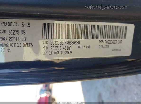 2C3CDZBTXKH659638 2019 DODGE CHALLENGER Black ძრავის განყოფილების ხედი