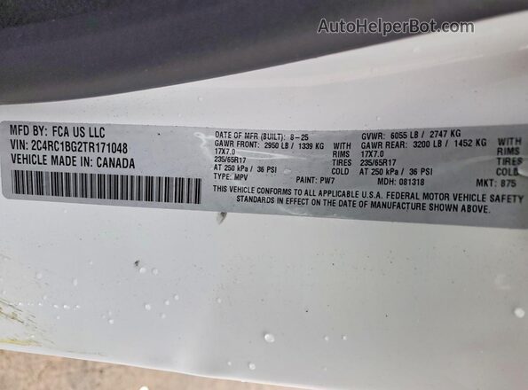2C4RC1BG2TR171048 2026 CHRYSLER PACIFICA White 