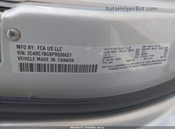 2C4RC1BG6PR536627 2023 CHRYSLER PACIFICA Silver Vista del compartimento del motor