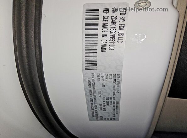 2C4RC1BG7PR511008 2023 CHRYSLER PACIFICA White VIN კოდის სტიკერის ხედი