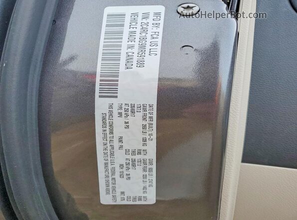 2C4RC1BG9MR591889 2021 CHRYSLER PACIFICA Серый Панорамный вид салона 360°