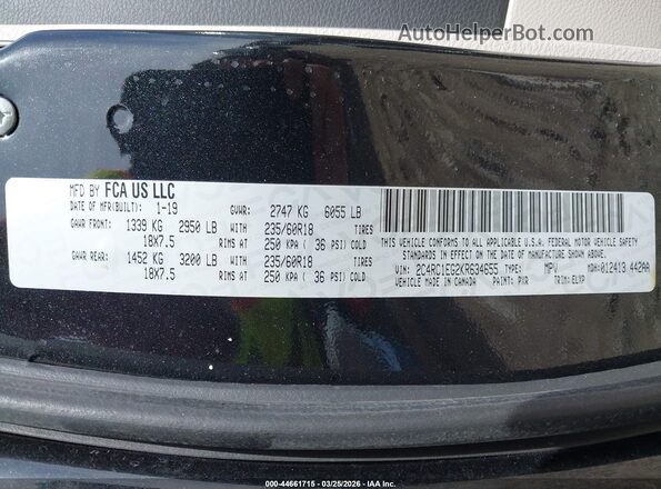 2C4RC1EG2KR634655 2019 CHRYSLER PACIFICA Black 