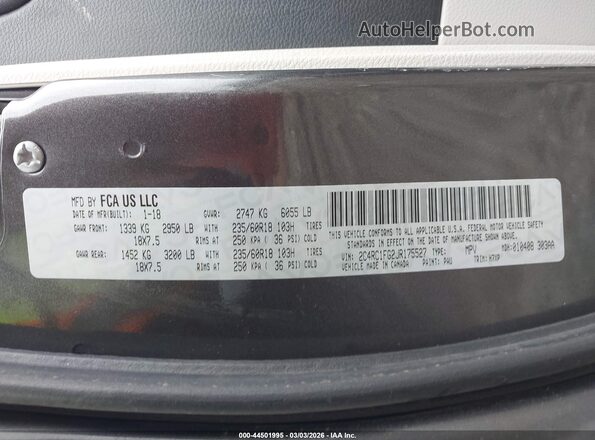2C4RC1FG2JR175527 2018 CHRYSLER PACIFICA Gray Widok komory silnika