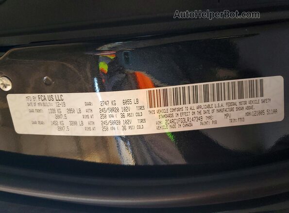 2C4RC1FG3LR147349 2020 CHRYSLER PACIFICA Black VIN sticker view