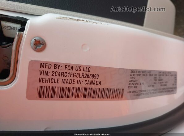 2C4RC1FG8LR266899 2020 CHRYSLER PACIFICA White Շարժիչի բաժամունքի տեսք