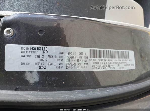 2C4RC1GG9HR734953 2017 CHRYSLER PACIFICA Gray Շարժիչի բաժամունքի տեսք