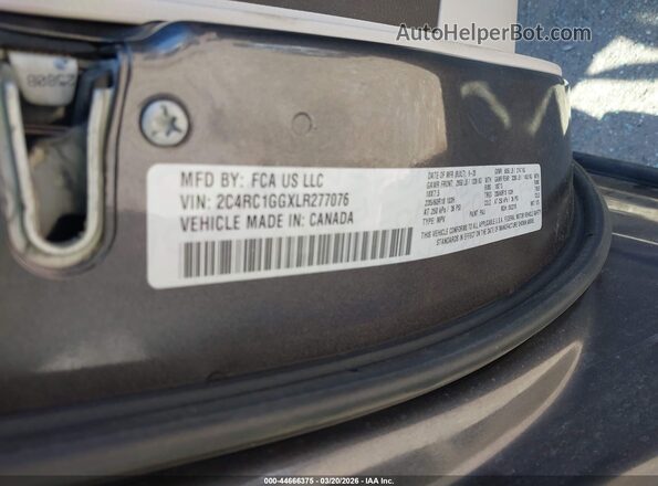 2C4RC1GGXLR277076 2020 CHRYSLER PACIFICA Gray 