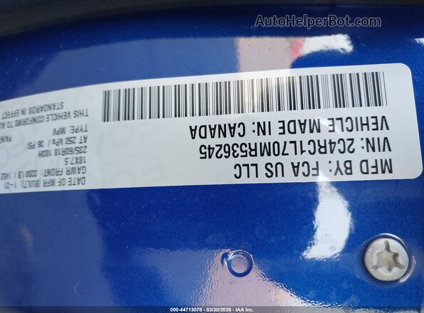 2C4RC1L70MR536245 2021 CHRYSLER PACIFICA Blue Vista del compartimento del motor