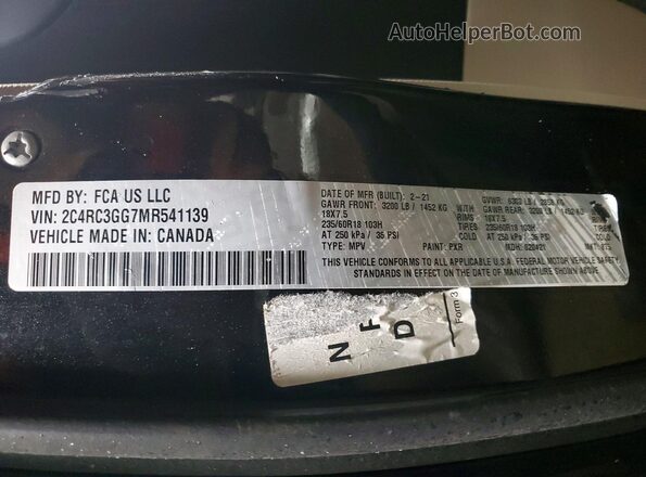 2C4RC3GG7MR541139 2021 CHRYSLER PACIFICA Black სალონის 360-გრადუსიანი ხედი
