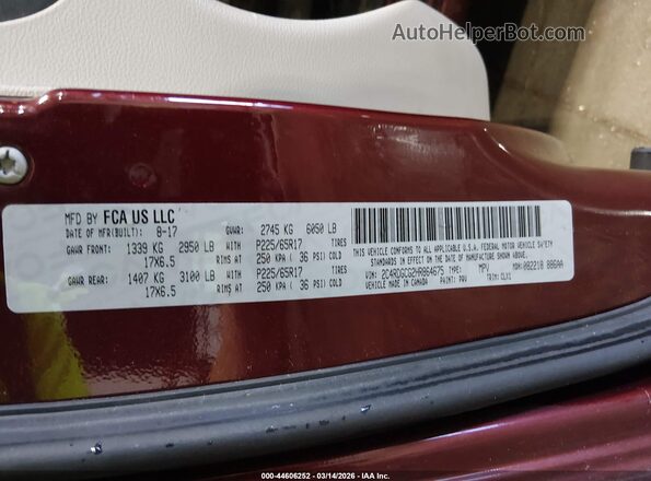 2C4RDGCG2HR864675 2017 DODGE GRAND CARAVAN Red Vista del compartimento del motor