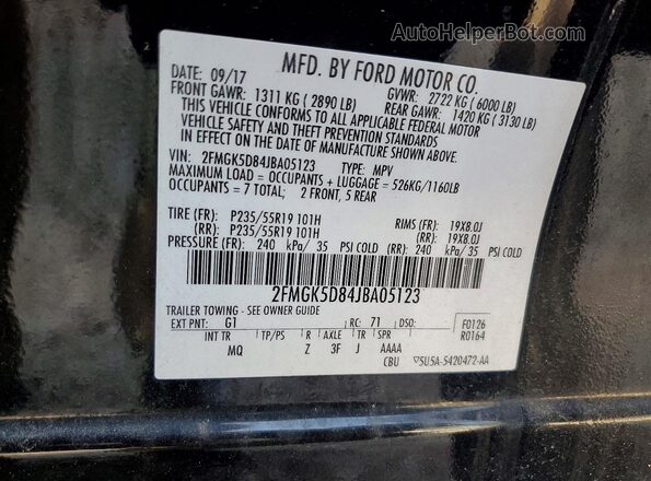 2FMGK5D84JBA05123 2018 FORD FLEX Black 