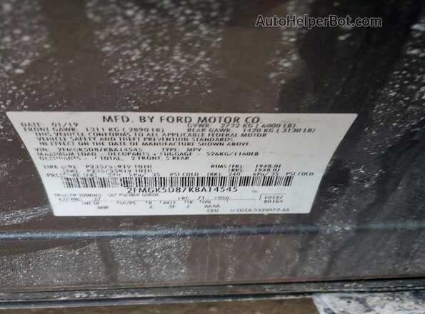2FMGK5D87KBA14545 2019 FORD FLEX Black 