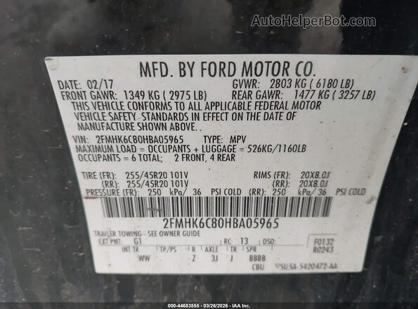 2FMHK6C80HBA05965 2017 FORD FLEX Black Вид підкапотного простору