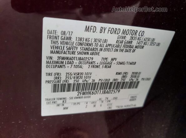 2FMHK6DT1JBA02579 2018 FORD FLEX Black Widok komory silnika