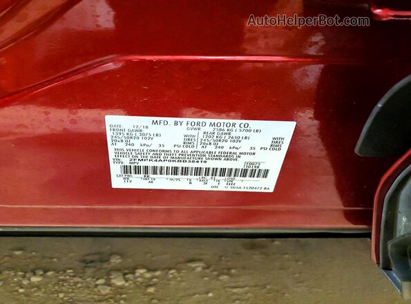 2FMPK4AP0KBB38419 2019 FORD EDGE Red 