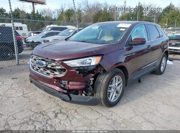 2FMPK4J90MBA15384 2021 FORD EDGE Maroon Vista tres cuartos delantera izquierda