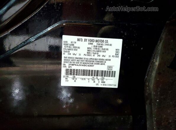 2FMPK4J91KBC42807 2019 FORD EDGE Black 