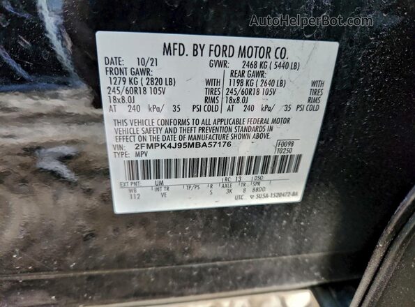 2FMPK4J95MBA57176 2021 FORD EDGE Black Вид наклейки з VIN-кодом