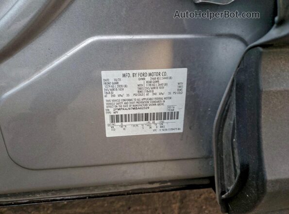 2FMPK4J97MBA62329 2021 FORD EDGE Silver Engine compartment view