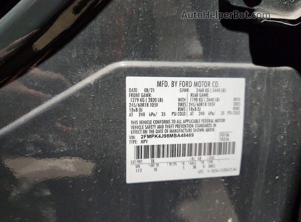2FMPK4J98MBA48469 2021 FORD EDGE Black Вид наклейки з VIN-кодом